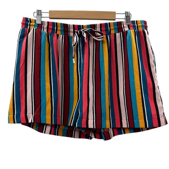 Guess Bright Multicolor Striped High Rise Tie Waist Shorts‎ Size XL - Picture 3 of 10